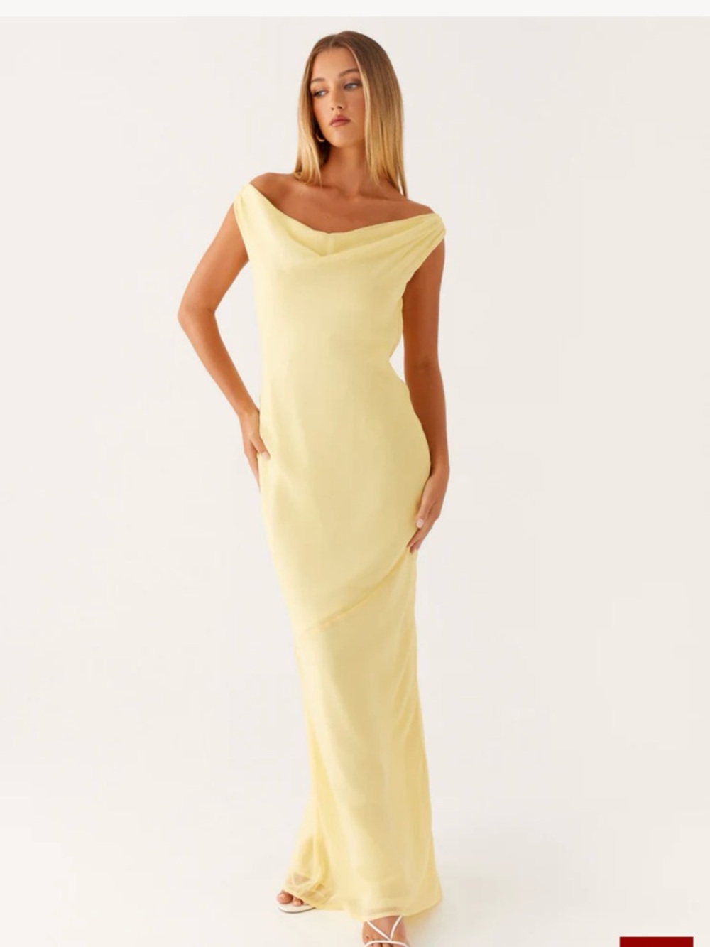 Peppermayo Pale Yellow Off-Shoulder Maxi Dress